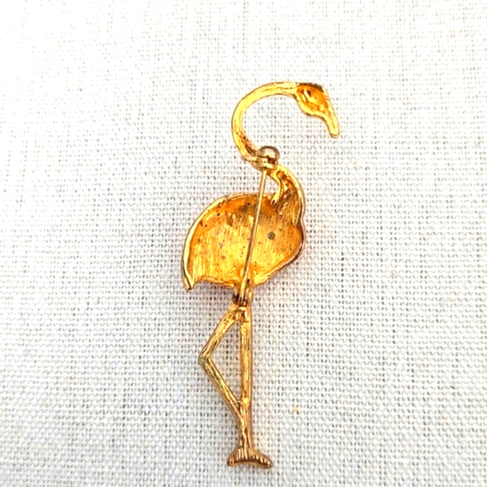 Pink Rhinestone Flamingo Brooch - Picture 4 of 4